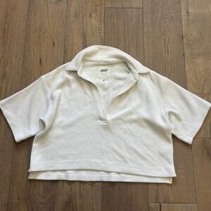 Aerie white cropped shirt medium